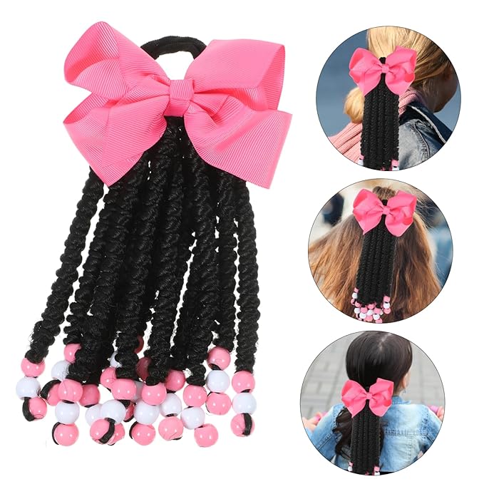 4pcs Ponytail Beads and Dreadlocks Headband Wig Bowknot Beaded Ponytail Synthetic Ponytail Extension Braided Hair Extensions Wig Chemical Fiber Decorate To Weave Women's