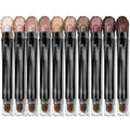 Brown Eyeshadow Stick Makeup Set 10PCS Neutral Shimmer And Matte Cream Eye Shadow Palette Metallic Bronze Smoky Eyeliner Brightener Crayon Pencil Kit Ideal Gift for Women -Espresso