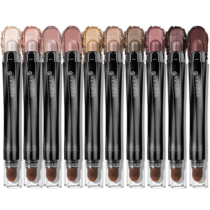 Brown Eyeshadow Stick Makeup Set 10PCS Neutral Shimmer And Matte Cream Eye Shadow Palette Metallic Bronze Smoky Eyeliner Brightener Crayon Pencil Kit Ideal Gift for Women -Espresso