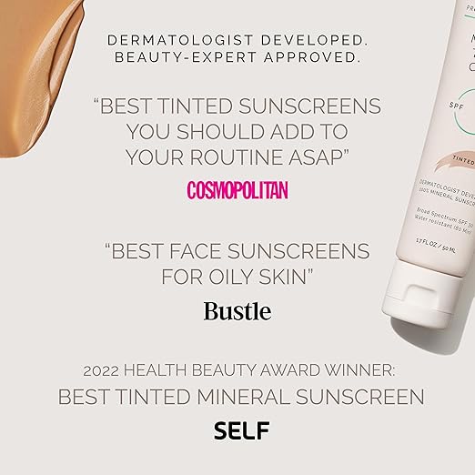 MDSolarSciences Mineral Tinted Cr?me Sunscreen SPF 30 | Water-Resistant Broad Spectrum UV Protection | Blendable Micronized Zinc Oxide Cream | Natural Matte Finish for All Skin Types (1.7 Fl Oz)