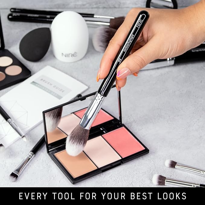 Nir? Beauty 15piece Award Winning Professional Makeup Brush Set: Vegan Makeup Brushes with Case Makeup Sponge Brush Cleaner Guide Gift Box