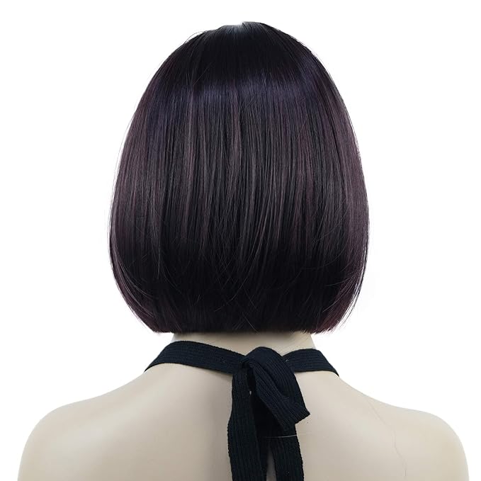 Lydell 8 Straight Short Bob Hair Flat Bangs Cute Central Dot Skin Top Heat Resistant Synthetic Wigs (2SP99T)