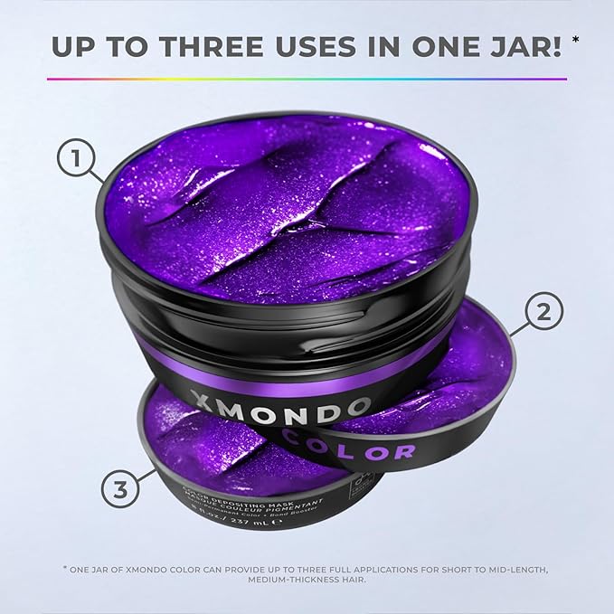XMONDO Color Super Purple Depositing Mask &amp Semi-Permanent Purple Dye | Infused with Bond Booster Technology &amp Hyaluronic Acid for Nourishment Revitalization &amp Repair Vegan Formula 8 Fl