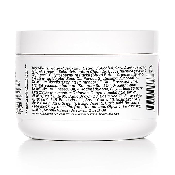 Overtone Semi Permanent Hair Color Conditioner Vibrant Purple 8 oz Nourishing Damage-Free Color Depositing Mask for All Hair Types with Shea Butter &amp Coconut Oil Vegan &amp Cruelty-Free