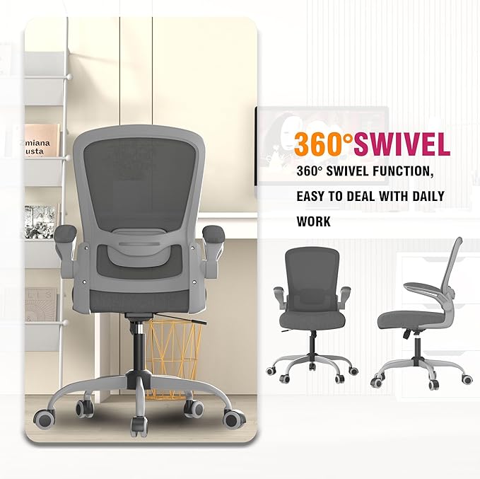 Mimoglad Office Chair Ergonomic Desk Chair with Adjustable Lumbar Support High Back Mesh Computer Chair with Flip-up Armrests-BIFMA Passed Task Chairs Executive Chair for Home Office