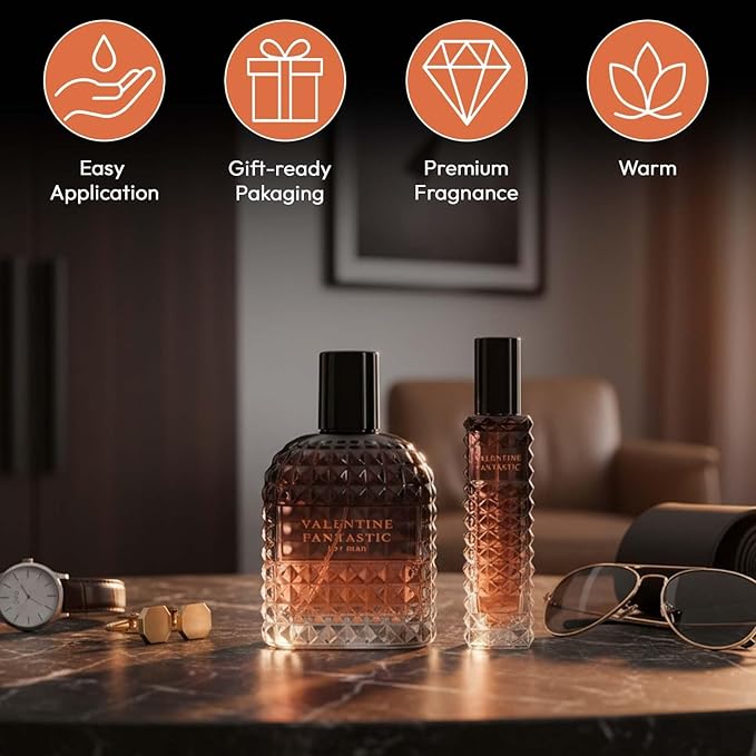 Valentine Fantastic Cologne for Men 100ml and 30ml Travel Spray Eau De Parfum Gift Set for Men 2 Pack
