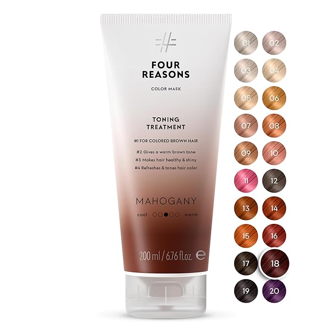 Four Reasons Color Mask - Mahogany 27 Colors) Toning Treatment Color Depositing Conditioner Tone &amp Enhance Color-Treated Hair - Semi Permanent Hair Dye Vegan and Cruelty-Free 6.76 fl oz