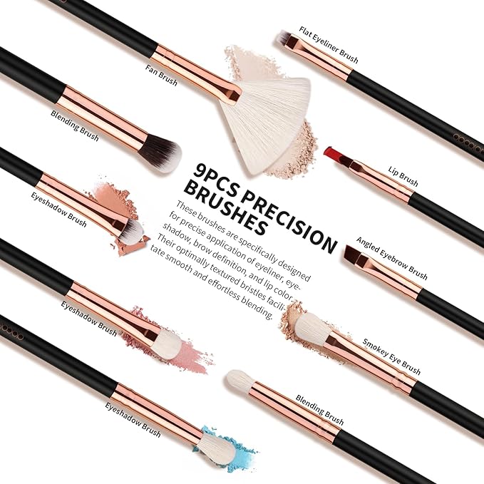 docolor Makeup Brush Set Professional 15 PCS Black Wood Handle Makeup Brushes Premium Cruelty-Free Synthetic Fiber Hair Travel Make up Brushes Set with Case