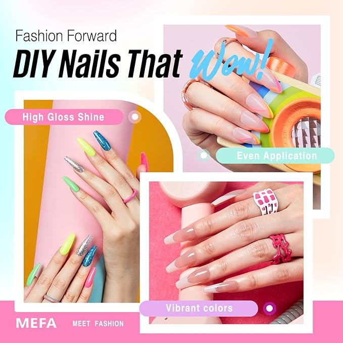 MEFA 56 Pcs Gel Nail Polish Kit with U V Light 32 Colors Bright Neon Spring Summer Fall Pink Gel Polish Nail Set Essential Manicure Tools Nails Decorations Gifts for Women