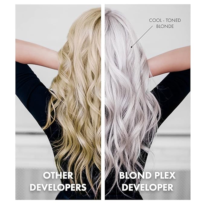 HAIR BAR NYC 20 Volume - Blond Plex Anti-Yellow Porfessional Lightening System for Charcoal Hair Bleach - Violet Developer with Plex Reduce Brassy Eliminates Orange Tones 33.8oz/1lt