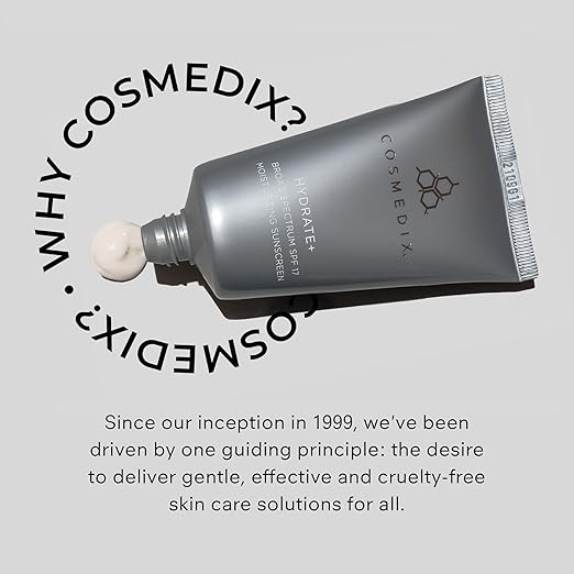 COSMEDIX Hydrate Plus Sunscreen with Broad Spectrum SPF 17 - Moisturizing Face &amp Body Sun Screen for Travel &amp Daily Skin Care - Sunblock for Skin Elasticity Dewy &amp Radiant Glow No White
