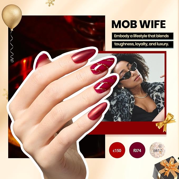 Beetles Gel Nail Polish Kit with U V Light 75PCS Gel Nail Kit with Base Top Coat 45 Colors Winter Christmas Gel Polish Set Burgundy Red Exquisite Femininity Manicure Home DIY Gifts for Women Teens