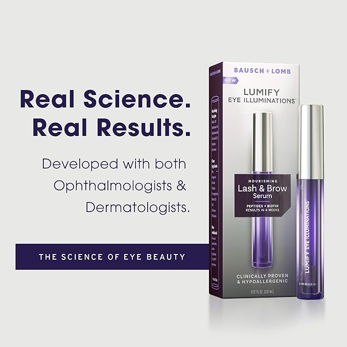 LUMIFY Eye Illuminations Lash &amp Brow Serum Promotes Thicker Fuller-Looking Lashes &amp Brows with Biotin Peptides &amp Hyaluronic Acid to Nourish Soften &amp Condition 0.12 Fl Oz (3.8 mL)