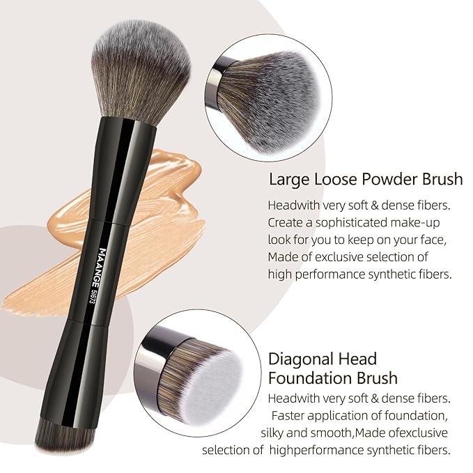 MAANGE 20 Pcs Makeup Brushes with Gift Box Double-End Multi-functional Makeup Brushes for Blending Liquid Powder Concealer Cream Blush BuffeBlack