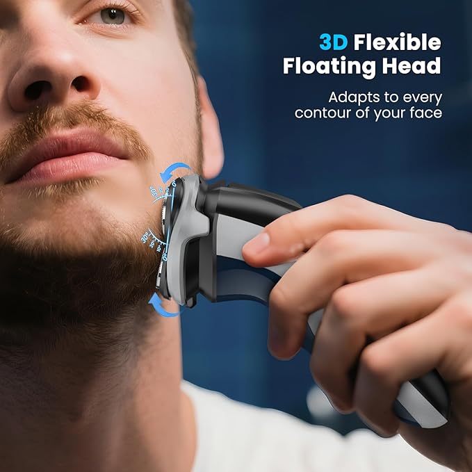 SweetLF Electric Razor for Men with Pop-Up Trimmer IPX7 Waterproof Electric Shaver Rechargeable Cordless Shavers for Men Type-C 120Mins Runtime Plug &amp Play Blue