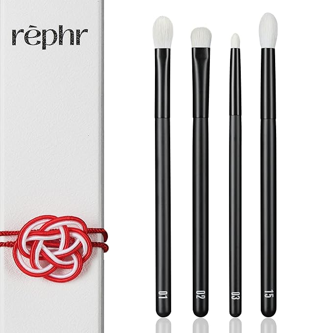 rephr The Core Eye Set ? 4 Natural Goat Hair Makeup Brushes for Blending Shading Detail &amp Crease Handmade in Kumano Japan