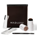 MADLUVV Brow Stamp Kit with Brow Stencils ? Easy Eyebrow Shaper for Natural-Looking Brows ? Popular Eyebrow Stencil Kit Used by Professionals ? 9 Shapes Spoolie Travel Bag &amp Stamp (Auburn)