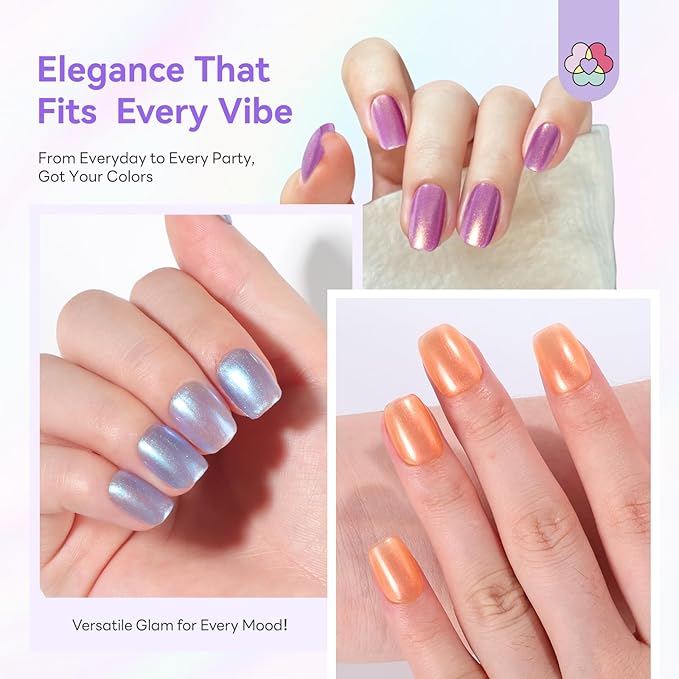 SAVILAND Nail Polish Set: Quick Dry Nail Polish 12-Free Colors Glitter Nails Polish Mermaid Pearl Winter Christmas Top Coat Polish for Women Girls Clean Nails Nail Art DIY Home Gift