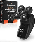 Groomie Cordless Bald Head Shavers for Men BaldiePro Head Grooming Starter Kit - Includes Ergonomic BaldiePro Head Shaver SmoothShave Blade 2.0 Cleaning Brush Charging Cable &amp User Manual