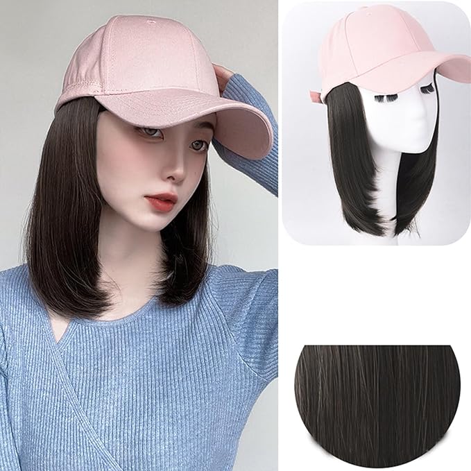 Women's Hat wig Duck Tongue hat collarbone Hair Straight hair inner Buckle wig Baseball Cap Sun Hat Wave Curly Hair