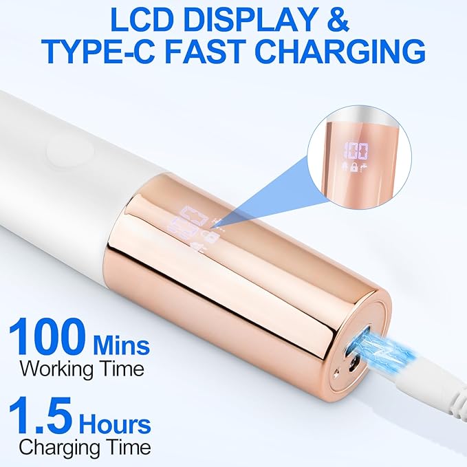 5-in-1 Bikini Trimmer Electric Razors for Women Cordless Electric Shaver with LCD Display for Facial Body Legs Hair Rechargeable Waterproof Pubic Body Hair Trimmer Birthday Christmas Gifts for Women