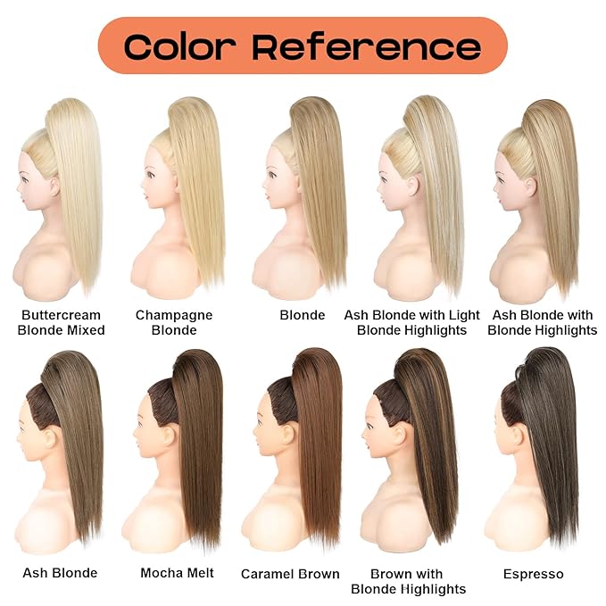 SEIKEA Cheer Ponytail Hair Piece 16 Ash Blonde Straight Cheerleader Hairpiece Ponytail Extension for Cheerleader Competition Dance