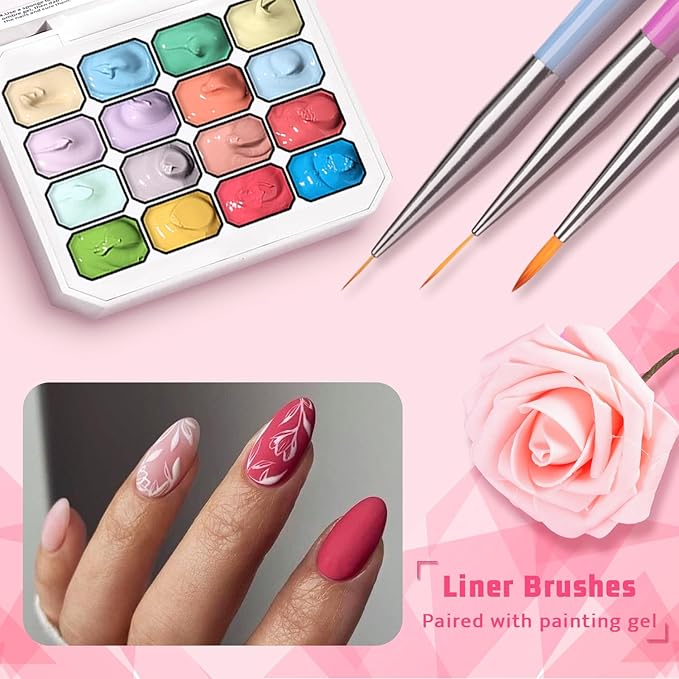 Sponge Pat Paint Nail Gel Ombre Nails Gradient Gel Nail Blush Blooming Aura Nails Drawing Stripper Floral Painting DIY Nail Art No Wipe UV/LED Curing (16 Colors N)