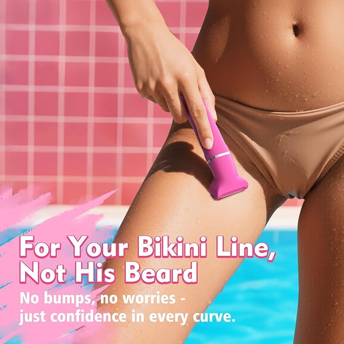 Electric Bikini Trimmer for Women Gifts for Her - 3-in-1 Rechargeable Waterproof Shaver Razor Cordless Pubic Hair Remover Precision Groomer Painless Portable Wet Dry Personal Care Tool