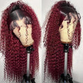 Burgundy Wig Human Hair Deep Wave Lace front Wigs Human Hair 13x6 250% density Pre plucked 1B 99J Deep Curly Wig Human Hair Wet and Wavy Lace Front Wigs Ombre Lace Front Wig Human Hair
