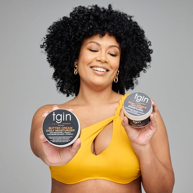 tgin Butter Cream Daily Moisturizer and Honey Miracle Hair Mask Duo for Curly Coily and Wavy Hair Rich Moisture and Deep Conditioning for Dry Hair 12 oz (Set)