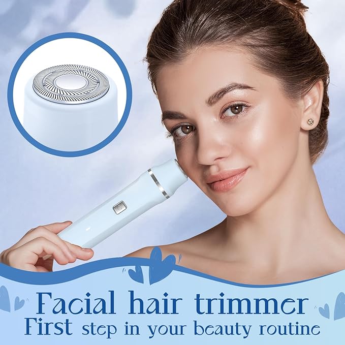 Electric Shaver for Women Gifts for Women - Rechargeable Cordless Bikini Trimmer Razor Hair Removal Groomer Wet/Dry Waterproof Pubic Body Facial Legs Arm Safe Ceramic Blade Hypoallergenic -Blue