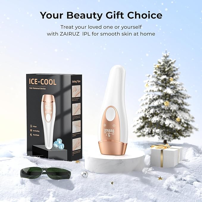 Ice Cool Laser Hair Removal for Women &amp Men 9-Level Permanent Painless IPL Hair Remover Device for Body Face Legs Armpits Bikini Line At-Home Use