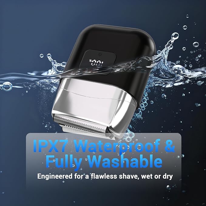 Electric Foil Shavers for Men: Mini Electric Razor with 3 Floating Blades LED Display Dual Speed - IPX7 Waterproof Wet/Dry Cordless Razor USB Fast Charging Travel Lock