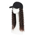TESS Black Baseball Cap with 20'' Long Coily Synthetic Hair Extensions for Women and Girls - Adjustable &amp Breathable Wig Cap for Daily Use Outdoor Activities