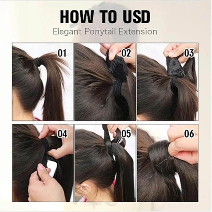 EARSHOT Hair Buns Hair Piece Synthetic Long Straight Ponytail Wrap Around Wig Extension Bun 18 Inch Ponytail Hair Clip for Women Everyday Use Hair Accessories For Girls (Color : 09 Size : 18inches)