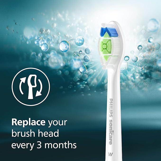 Philips Sonicare W DiamondClean - Genuine Replacement Electric Toothbrush Heads White 4 Pack One Year Supply HX6064/65