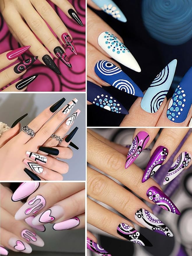 12 Color 3D Nail Art Pens Set Kalolary 0.5MM Nail Pens Nail Point Graffiti Dotting Pen Drawing Painting Liner Brush for DIY Nail Art Beauty Adorn Manicure Tools