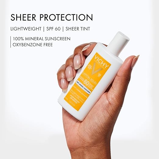 Vichy Capital Soleil Tinted Mineral Sunscreen for Face SPF 60 Titanium Dioxide Face Sunscreen Travel Size Sunscreen Water Resistant Light weight Sun Protection Creams Gels &amp Lotions