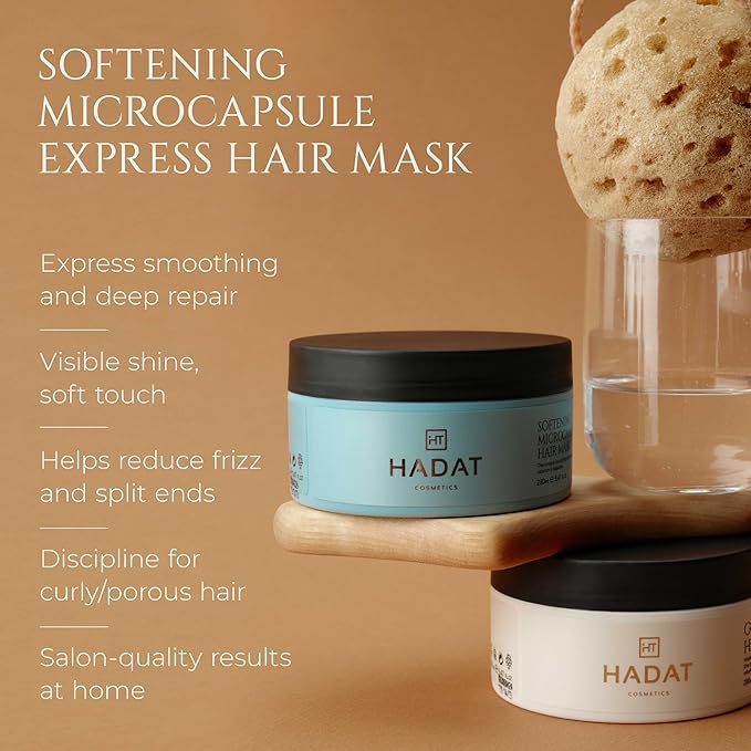 HADAT Softening Microcapsule Express Hair Mask ? Professional Smoothing Hair Treatment ? Salon Lamination ? Deep Repair ? Anti-Frizz ? Moisturizing ? Curly Frizzy Damaged Hair 9.47 Fl Oz