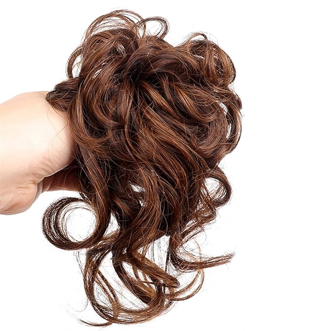 Fake Hair Bun Synthetic Bun Hair Clips Messy Bun Ponytail Extensions Wavy Curly Bun Claw Clips Wigs for Women Hair Bun Hair Accessories (Color : 1Pcs-07)