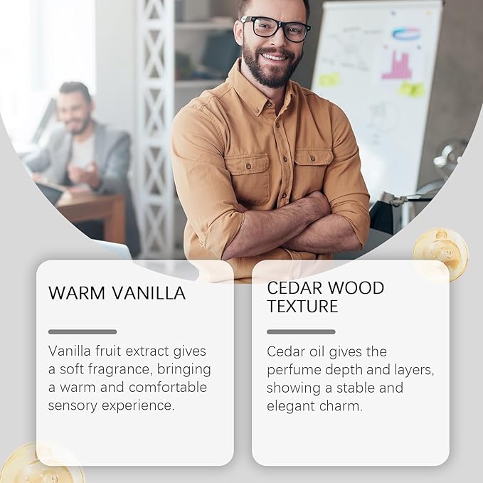 Vanilla Cedar Blue Eau De Cologne - Long-Lasting Subtle Fragrance For Date Nights Charming Gentleman Scent With Vanilla Cedar Aroma(3PCS)