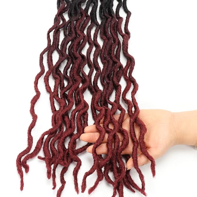 Eliza 24 Inch Wavy Gypsy Locs Ombre Crochet Hair 7 Packs Goddess Locs Faux Locs Crochet hair African Roots Dreadlocs Synthetic Braiding Hair Extensions for Black Women(247PacksOM3T99J530)