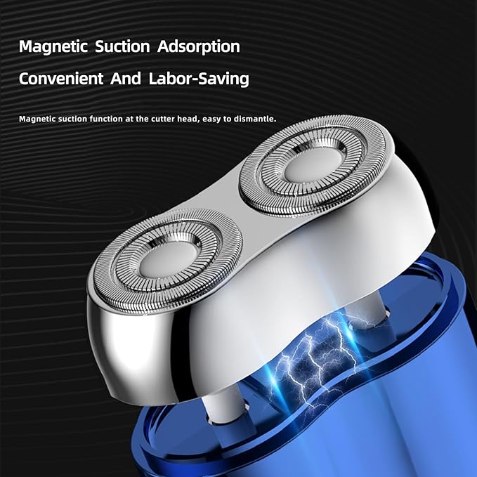 New Model Mini Dual-Head Electric Shaver Upgrade Pocket Shaver Washable Double Head Razor USB Mini Portable Razor Rechargeable Waterproof Compact (Four Color) (Blue)