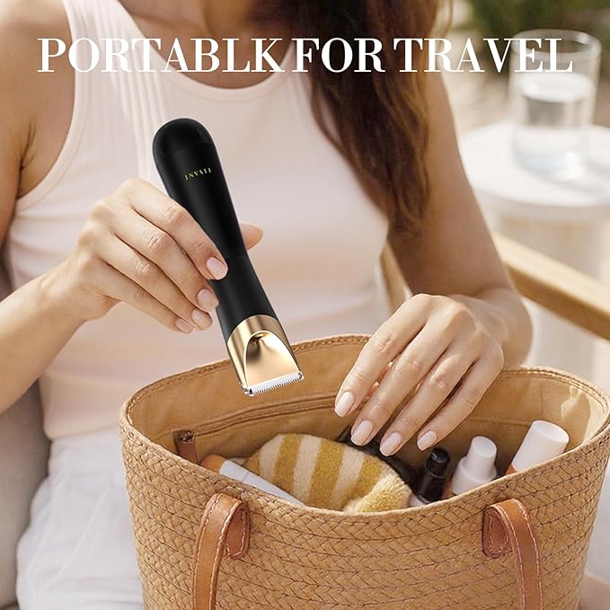 Bikini Trimmer for Women 2 in 1 Electric Shaver for Women Bikini RazorWaterproof IPX7 with LED Pubic Hair Trimmer for Leg Arm Underarm Bikini Area Pull Bows Gift Box for Friends(Black Gold)