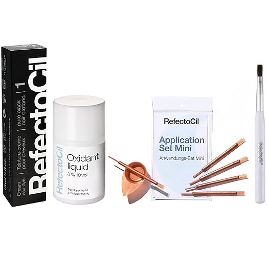 RefectoCil Hair Tinting Kit Includes Cream Hair Dye + Liquid Oxidant 3% + Mixing Brush &amp Mixing Dish