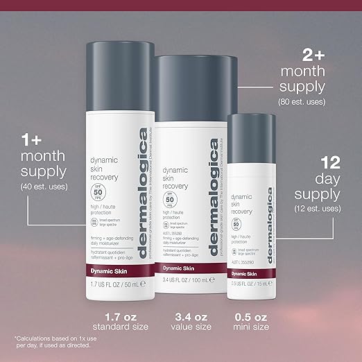 Dermalogica Dynamic Skin Recovery SPF50 Anti-Aging Face Sunscreen Moisturizer Medium-Weight Non-Greasy Broad Spectrum