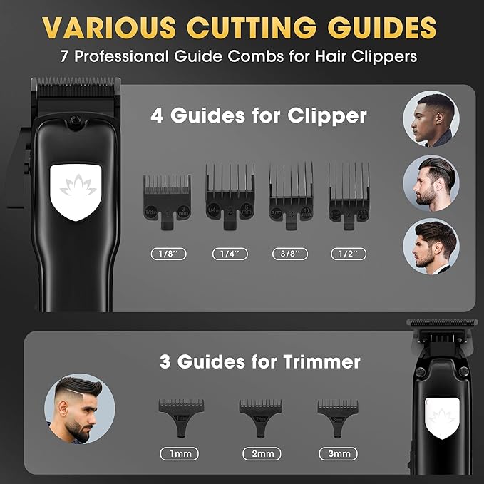 4 in 1 Hair Clippers for Men Professional T-Blade Trimmer Electric Foil Shaver Nose Hair Trimmer Cordless LCD Display Grooming Kit(Black)