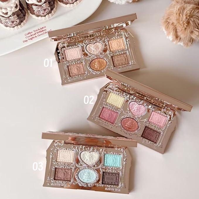Flower Knows The Sweetie Bear Collection 6-Color Makeup PaletteGreen Eyeshadow with 4 Matte + 2 Shimmer ShadesBlendable Smooth Cute Eye Makeup0.23 Oz(03 Mint Chocolate)