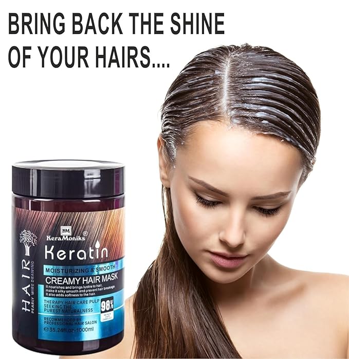 BTONE Keratin &amp Collagen Hair Mask - Damaged Hair Treatment Moisturizing &amp Nourishing Split Ends &amp Dandruff Care 11.8 Fl Oz (Pack of 3)