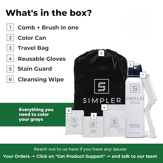Simpler Hair Color for Men Kit for Full Gray Coverage - Ginger Men?™s Hair Dye - Easy Hair or Beard Dye for 100% Gray Coverage - Ammonia Free Hair Color Beard Coloring for Men